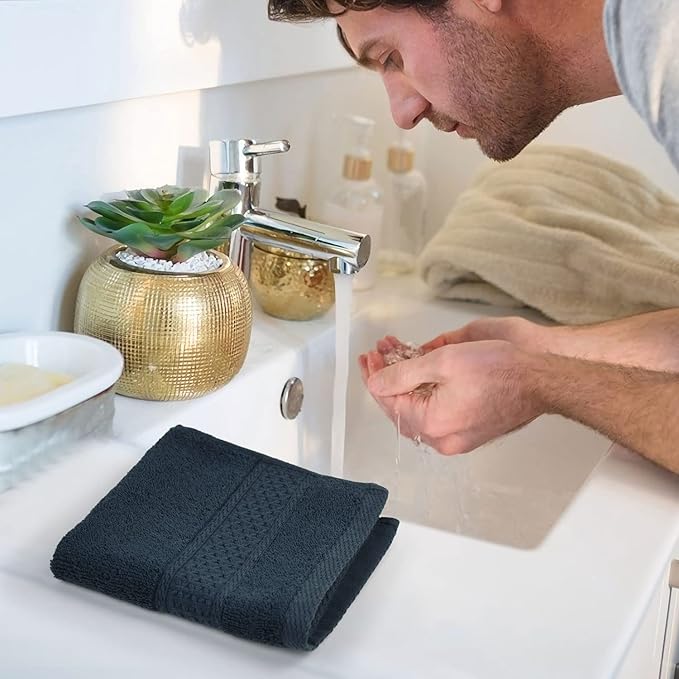 Cleanbear Extra Soft Wash Cloths Washcloths Set 6-Pack 13 x 13 Inches, Highly Absorbent Facecloths (Dark Gray)