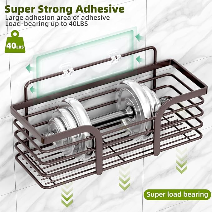 Yougai Shower Caddy 3 Pack, No Drilling Stainless Steel Hanging Shower Organizer Set, Strong Adhesive Shower Organizer for Bathroom Storage, Waterproof & Large Bearing Weight Organizer Shelf