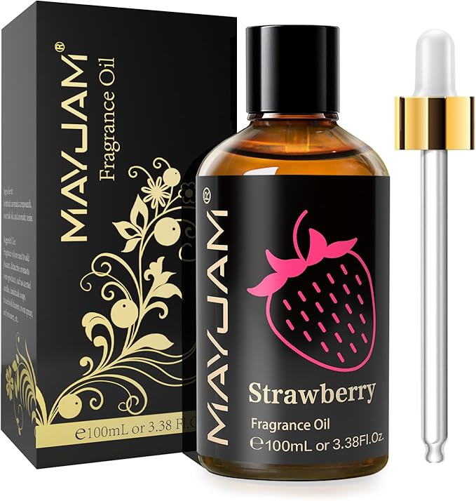 MAYJAM 100ML/3.38FL.OZ Strawberry Fragrance Oils with Glass Dropper, Essential Oils for Diffusers for Home, Long Lasting Scented Oils for Diffusers Soap Candle Making