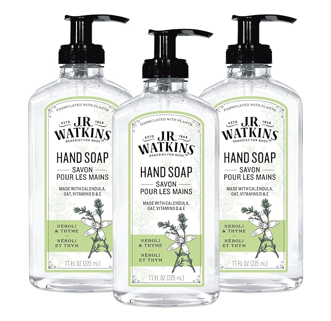 J.R. Watkins Gel Hand Soap, 3 Pack of 11 Fl Oz, Neroli & Thyme