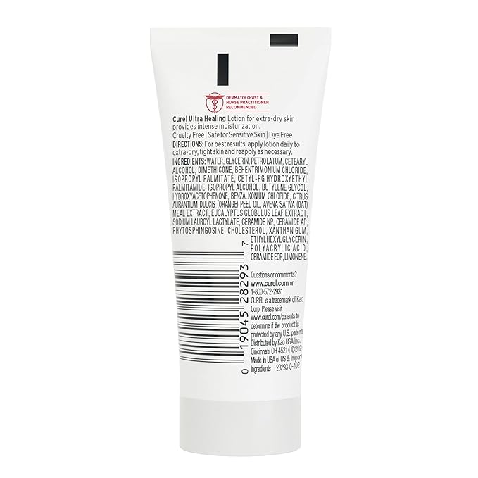 Curel Ultra Healing Intensive Fragrance-Free Lotion For Extra-Dry Skin, Dermatologist Recommended, Ideal for Sensitive Skin, Cruelty Free, Paraben Free, 1 Oz, Pack of 30