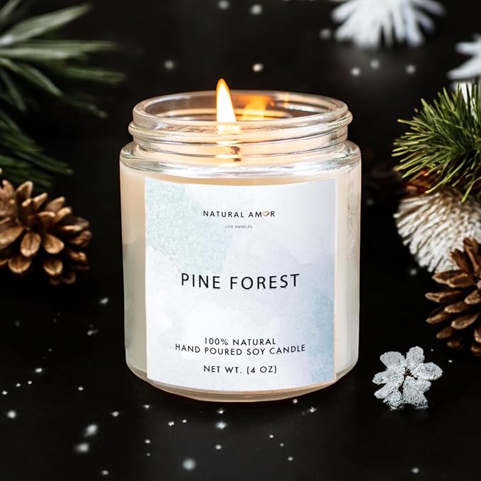 Natural Amor Christmas Spa Gifts for Women and Men,6 pcs Self Care Box Including Candle, Bath Salt, Socks, Thank You Gift