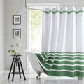 Green and White Striped Shower Curtain 72x72 Inches, Waterproof Fabric with Modern Gradient Lines, 12 Rustproof Grommets & Weighted Hem