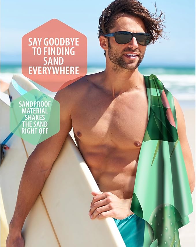 VENTURE 4TH Microfiber Beach Towel: Quick-Dry, Compact, Sand-Free, Absorbent, Sandproof and Lightweight - Perfect for Camping, Beach, and Roadtrips (Tropical Scent Design | 35x78 inches)