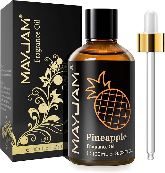 MAYJAM 100ML/3.38FL.OZ Pineapple Fragrance Oils with Glass Dropper, Essential Oils for Diffusers for Home, Long Lasting Scented Oils for Diffusers Soap Candle Making