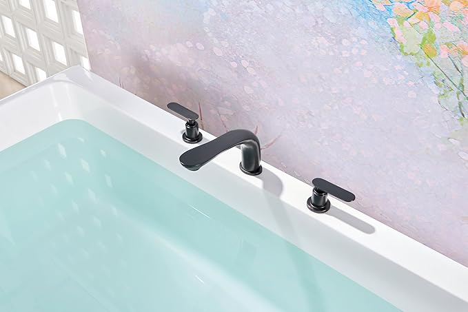 SITGES Classic Bathtub Faucet,2-Handle Oil Rubbed Bronze Tub Filler,3-Hole Widespread Roman Tub Faucet,High Flow Deck Mount Bath Tub Faucet with Valve Included