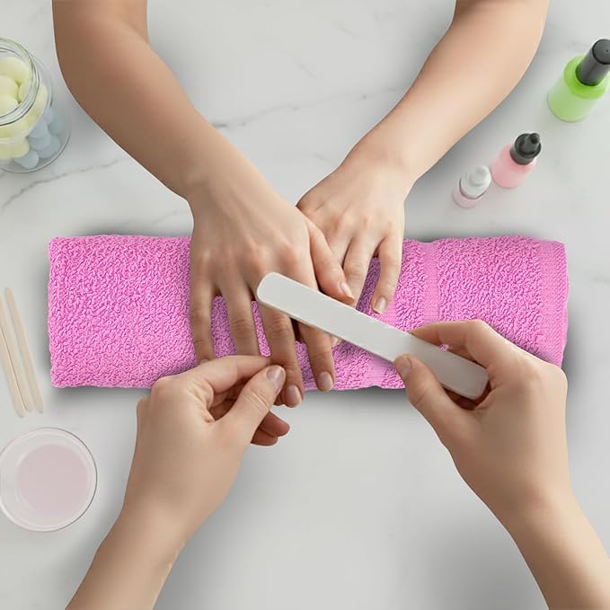 Hand Towels (Pack of 40) Pink Economy Towels Salon Towels - 100% Cotton Spa Towel – 16 x 27 Inches Highly Absorbable, Facial, Gym, Hair, Face Towels Bulk