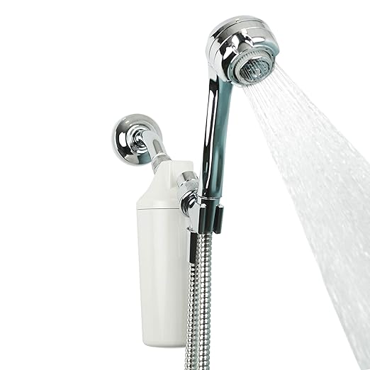 Aquasana Shower Filter | Dermatologist-recommended for softer, healthier skin & hair | Proven to reduce 90% of chlorine for 6 months | High pressure | Chrome wand shower head | AQ-4105CHR