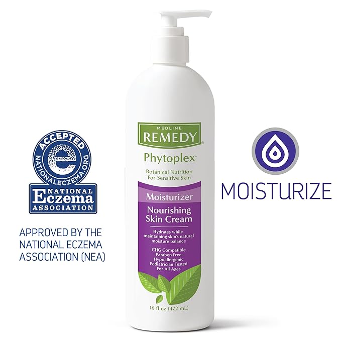 Medline Remedy Phytoplex Nourishing Skin Cream, Unscented Skin Moisturizer, Paraben Free Body Lotion, 16 Fl Oz (Pack of 2)