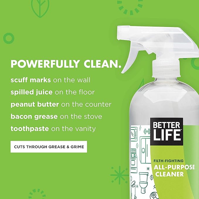 Better Life All Purpose Cleaner - Multipurpose Home and Kitchen Cleaning Spray for Glass, Countertops, Appliances, Upholstery & More - Multi-surface Spray Cleaner - 32oz (Pack of 2) Clary Sage/Citrus