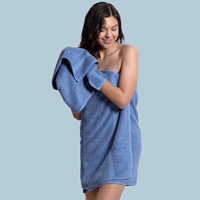 Chakir Turkish Linens 100% Cotton Premium Turkish Towels for Bathroom, 2 Large Bath Towels, 2 Hand Towels, 2 Washcloths (6-Piece Towel Set, Wedgewood)
