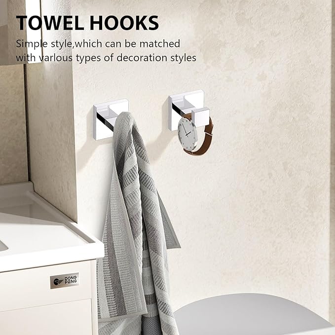YACVCL 5-Piece Bathroom Hardware Accessories Set 23.6 inch Towel Bar Set Modern Towel Rack Kit Stainless Steel Wall Mounted (Polished Chrome)