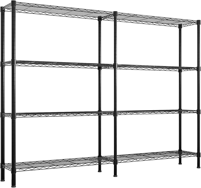 VINGLI 58" W Storage Shelves 1220LBS Heavy Duty Metal Shelving, Upgraded 4 Tier Garage Shelving Unit, Adjustable Wire Shelf for Storage Rack Commercial Pantry Shelf Organizer, 58" W × 13.8" D × 59" H