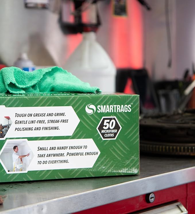 Arkwright Smart Rags in Box - (Bulk Case of 400) Lint Free Microfiber Cleaning Cloth, Scratch & Streak-Free, Dispensable Wash Towels for Cars, Window Glass, and Auto Shop, 12 x 12 in, Green