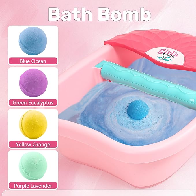 Kids Foot Spa Kit with Pedicure Set for Girls 3-8, All-in-1 Kids Spa Day Kit with Bubble Soak & Massage, Sleepover Party Birthday Gifts