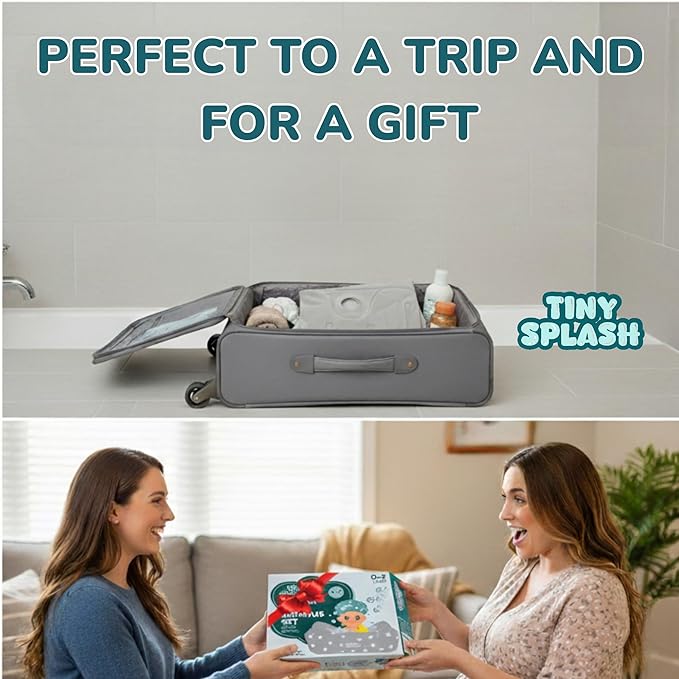 Inflatable Baby Bathtub Complete Set – Portable Non-Slip Baby Bath Tub with Newborn Cushion, Floating Thermometer, 3 Bath Toys & Air Pump, Safe Bath for Boys & Girls Age 0–3 Years