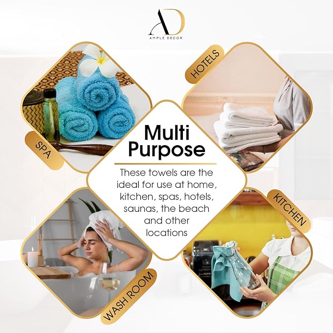 Ample Decor Bathroom Towel Set of 6-2 Bath Towel, 2 Hand Towel, 2 Wash Cloths - Ideal for Gifting, Hotel, Gym, Spa - Mint Green