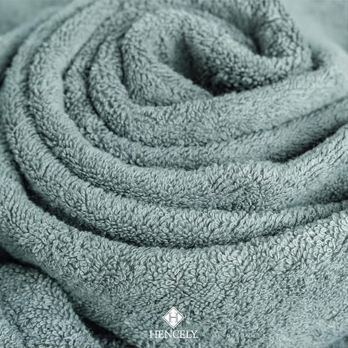 Hencely 18-Piece Bath Towel Set - High Absorbency, Quick Drying - 100% Soft Turkish Cotton - 6 Bath Towels, 6 Hand Towels, 6 Washcloths - for Bathroom, Home, Hotel, Spa, and Gym - 18-Pack Dark Green