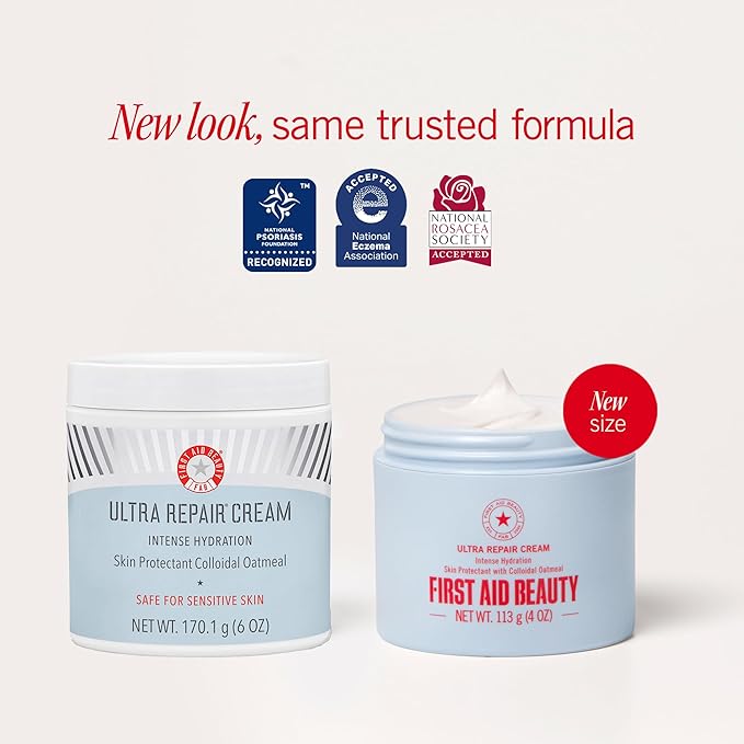 First Aid Beauty - Ultra Repair Cream - Intense Hydration Face & Body Moisturizer - Whipped Colloidal Oatmeal Clinically Proven to Strengthen Skin Barrier in 7 Days - Helps Relieve Eczema, 6 oz
