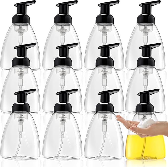 Bekith 12 Pack Foaming Hand Soap Dispenser, 10 Oz Liquid Soap Dispenser Empty Refillable Containers Plastic Pump Bottles for Kitchen, Bathroom, Commercial