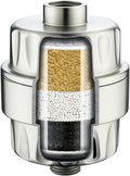 BRIGHT SHOWERS Shower Filter, High Output Shower Head Filter, 3-Stage Filtration for Hard Water & Chlorine Removal, Improves Skin, Hair & Nails, Universal Fit, Brushed Nickel