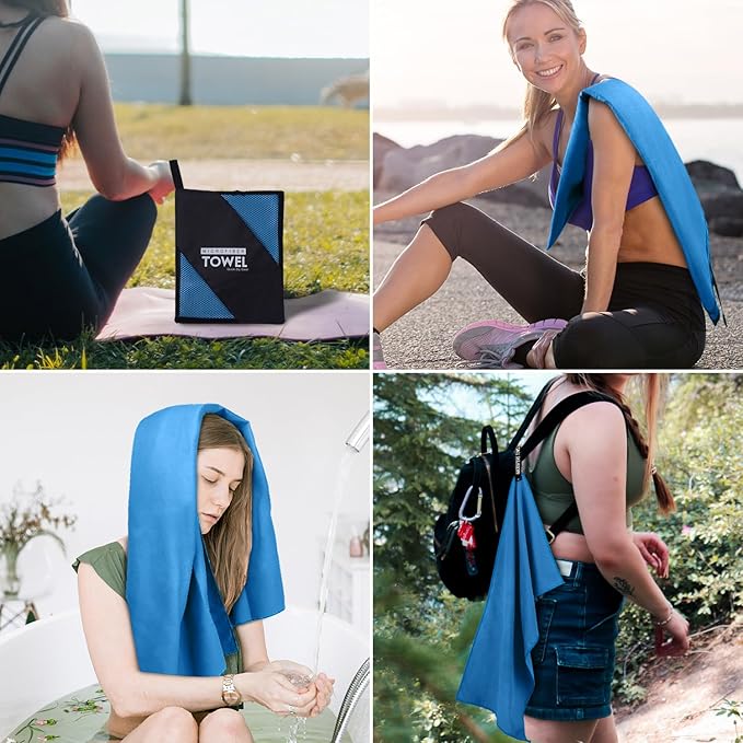 Microfiber Travel Towel, Soft Lightweight Quick Dry Towel, Super Absorbent Compact Travel & Sports & Beach Towels for Camping, Backpack, Gym, Swimming, Yoga, Hiking (L:24"×48" -Blue)