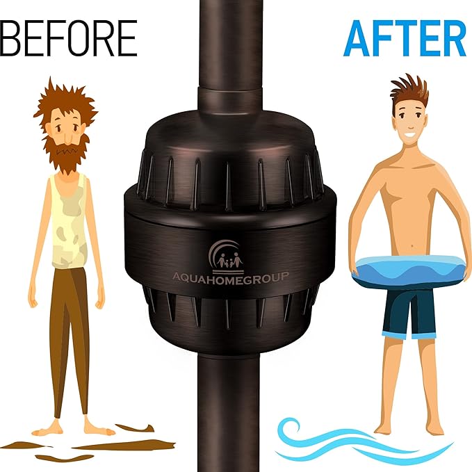 AquaHomeGroup 20 Stage Shower Head Filter with Vitamin C E A for Hard Water - High Output Filters to Remove Chlorine and Fluoride - 2 Cartridges Included - Consistent Flow Showerhead Filter