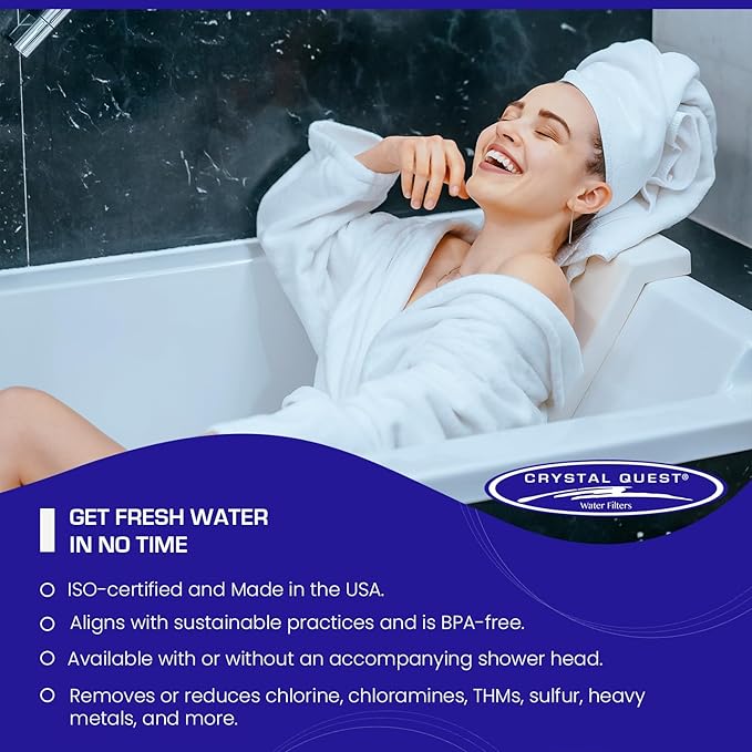 Crystal Quest Shower Filter with Shower Head - Black - Advanced Multi Stage Filtration for Cleaner Water - Removes Chlorine, Heavy Metals - Promotes Healthier Skin, Softer Hair - Long-Lasting