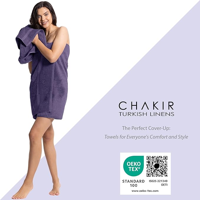 Chakir Turkish Linens | Hotel & Spa Quality 100% Cotton Premium Turkish Towels | Soft & Absorbent (8-Piece Towel Sets, Plum)