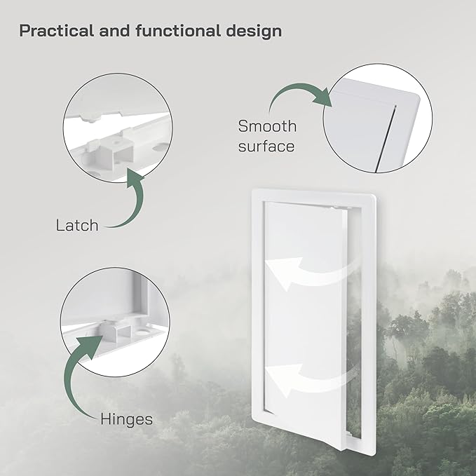 Vent Systems White ABS Plastic Access Panel 8 x 16 Inch (Opening) - Access Door for Drywall, Wall, Ceiling - Electrical, Plumbing Service Wall Hole Cover - Inspection Door - 8.6 x 16.5 Inch (Outer)