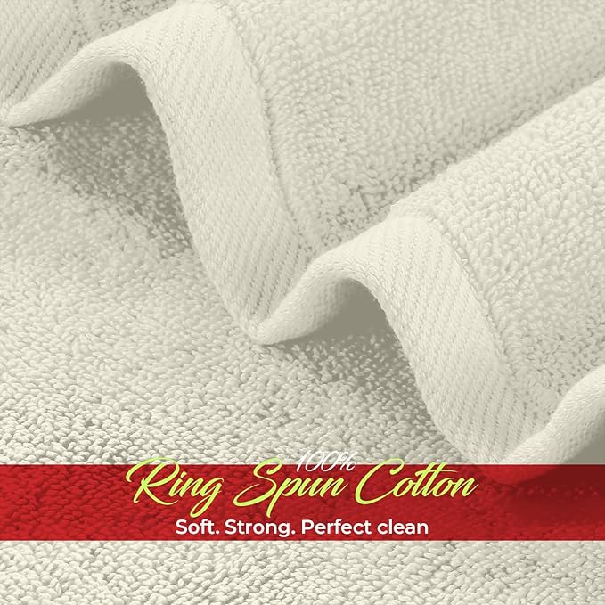 RIVERSIDE 12 Pack Washcloths - 12x12 Inches, 400 GSM, 100% Ring-Spun Cotton - Soft, Absorbent & Durable Face and Body Towels - for Bathroom, Spa, Gym, Makeup Removal & Everyday Use - Cannoli Cream