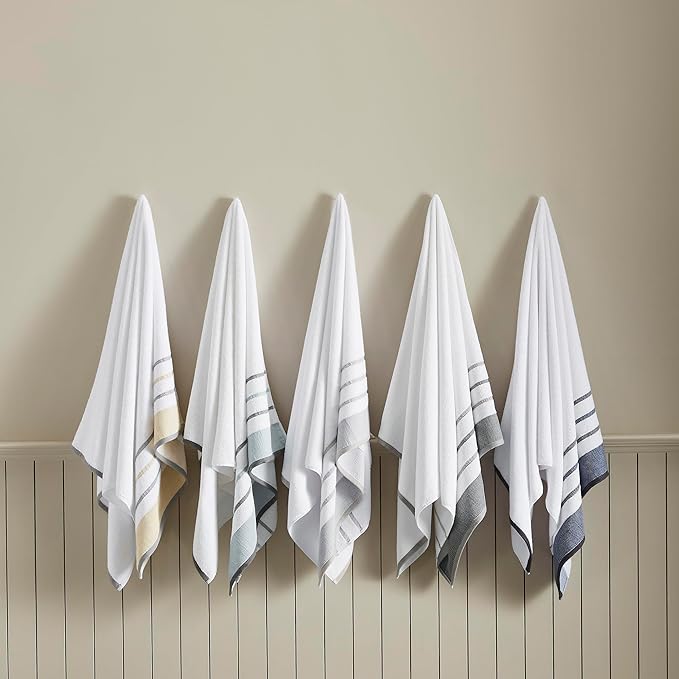 Great Bay Home Decorative Bath Towel Set - Luxury Cotton 4 Pack 54x27 Bath Towel Set - Luxurious, Ultra-Soft, Durable Towels for Bathroom Decor (Gold/Grey)