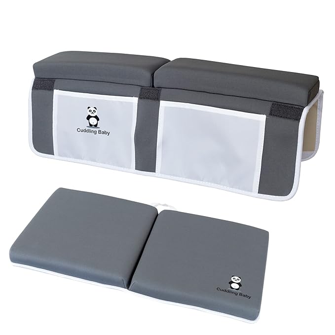 Bath Kneeler and Elbow Rest Pad Set - 2PC Premium Baby Bath Mat Set - Non-Slip Kneeling Pad with Storage Pockets - Machine Washable, Durable Foam Pad Bundle - Gray