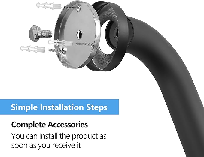 Shower Grab Bar, 2 Pack 39.4 Inch Black Bathroom Grab Bar, 1.25" Diameter 304 Stainless Steel Anti-Slip Grab Bars for Bathtubs and Showers, Handicap Shower Grab Bar for Seniors Elderly
