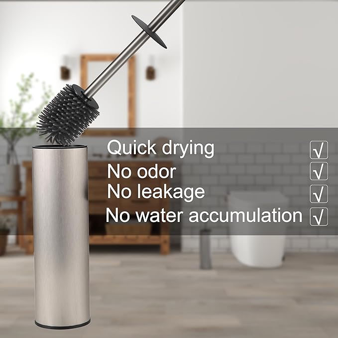 Toilet Brush and Holder,Stainless Steel Toilet Brushes for Bathroom with Holder 2pack Brushed Nickel