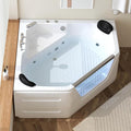 59 Inch Corner Jetted Tub - Luxury White Whirlpool Plastic Acrylic Bathtub with 7 Color Light Perfect for Couples' Relaxation and Wellness Home Spa, Ergonomical Designed Bathtub with Water Message