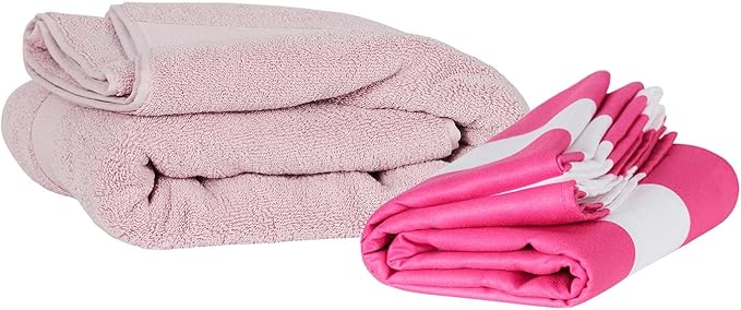 Dock & Bay Beach Towel - Quick Dry, Sand Free - Compact, Lightweight - 100% Recycled - Includes Bag - Cabana - Phi Phi Pink - Large (160x90cm, 63x35)
