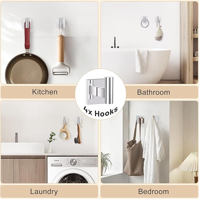 10 Pieces Polished Chrome Towel Bar Set, 23.6 Inch Bathroom Accessories Set SUS304 Stainless Steel Bathroom Hardware Set Towel Racks for Bathroom Wall Mounted.