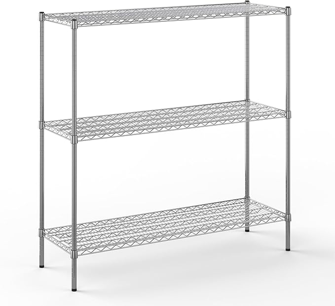 18" Deep x 54" Wide x 54" Height Wire Shelving Kit | 3-Tier | NSF Commercial Storage Rack Unit