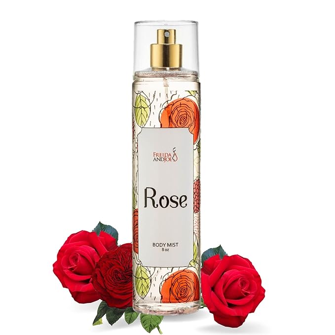 Freida and Joe Rose Elegance Fine Fragrance Body Mist Spray Capturing Timeless Allure of Blooming Roses, 8 oz Spray Bottle Ideal for Gifting, Stocking Stuffer