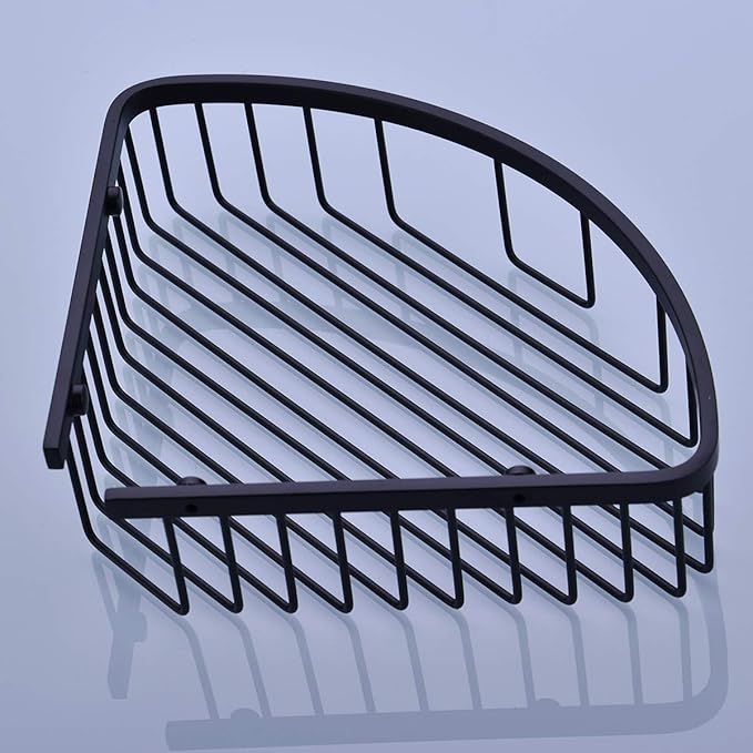 304 Stainless Steel Shower Caddy Corner Basket Shelf Bathroom Organizer Wall Mounted Storage, Matte Black Plated Finish Heavy Duty