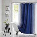 Extra Long Blue Shower Curtain, Modern Navy Blue and White Gradient Vertical Stripe Waterproof Polyester Shower Curtains for Bathroom, 72x84 Inches