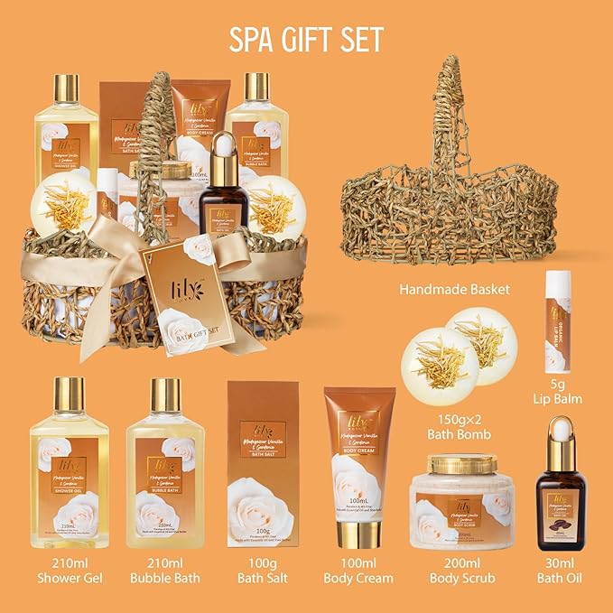 Christmas Gifts for Women - 10-Piece Honey Almond Bath and Body Gift Set for Women Spa Gift Basket Self Care Kit with Bath Bomb | Mothers Day, Birthday Gifts, All Occasion Holiday Present