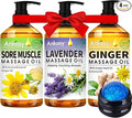 3 Pack Massage Oil for Massage Therapy,Sore Muscle Arnica Oil & Relaxing Lavender Oil & Ginger Oil Lymphatic Drainage & Massage Ball,Spa Massage Christmas Gifts for Men,Stocking Stuffers for Women