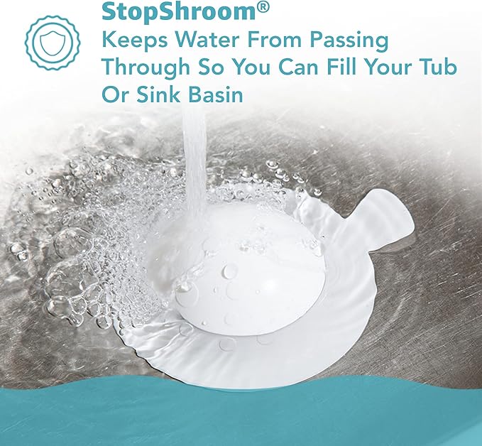 StopShroom The Ultimate Universal Drain Stopper Plug for Bathtub, Bathroom, and Kitchen Sink Drains (White)