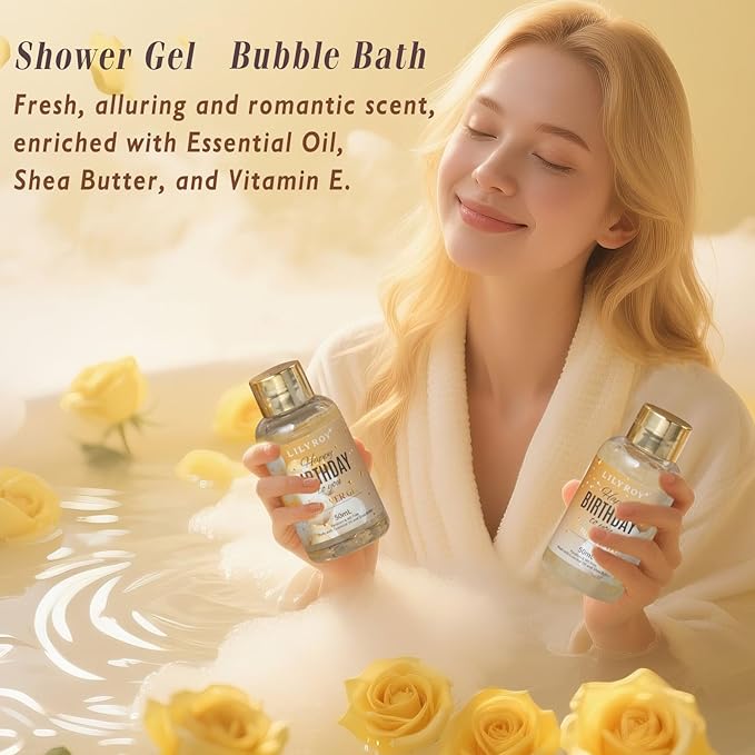 24Pcs Happy Birthday Gifts for Women Mom - Luxury Birthday Presents Spa Gift Set, Bath and Body Gift for Sister Girlfriend Wife Grandma with Necklace, Birthday Gift Set Idea for Women Female Friends