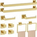 10-Piece Brushed Gold Bathroom Hardware Set Gold Towel Bar Set,Towel Holder/Rack for Bathroom,Stainless Steel Wall-Mounted 23.6 Inch Bathroom Accessories Set