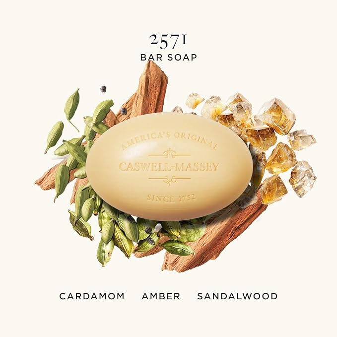 Caswell-Massey 2571 Natural Bar Soap for Men, Moisturizing Body Soap Bar for All Skin Types, Made with Essential Oils & Plant-Based Formula for Soft Skin, Made in USA, 5.8 oz