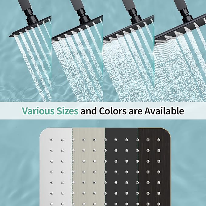 SR SUN RISE 10 Inch Rain Shower Head Matte Black 304 Stailess Steel High Pressure Rainfall Showerhead
