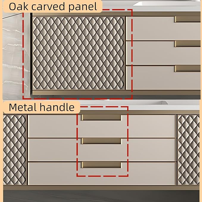 Modern Bathroom Vanity - Wall-Mounted Bathroom Cabinet with LED Light | Intelligent Defogging Mirror Cabinet Includes Time Display Function, 2 Drawers & 2 Storage Cabinets (Style B, 44IN)